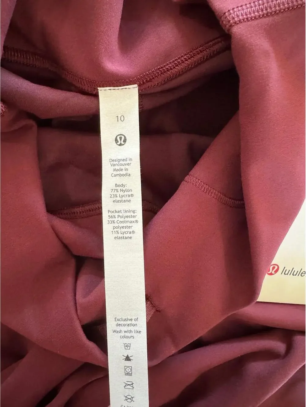 Lululemon Wunder Train High Rise 28” Red Merlot Size 10 NWT
